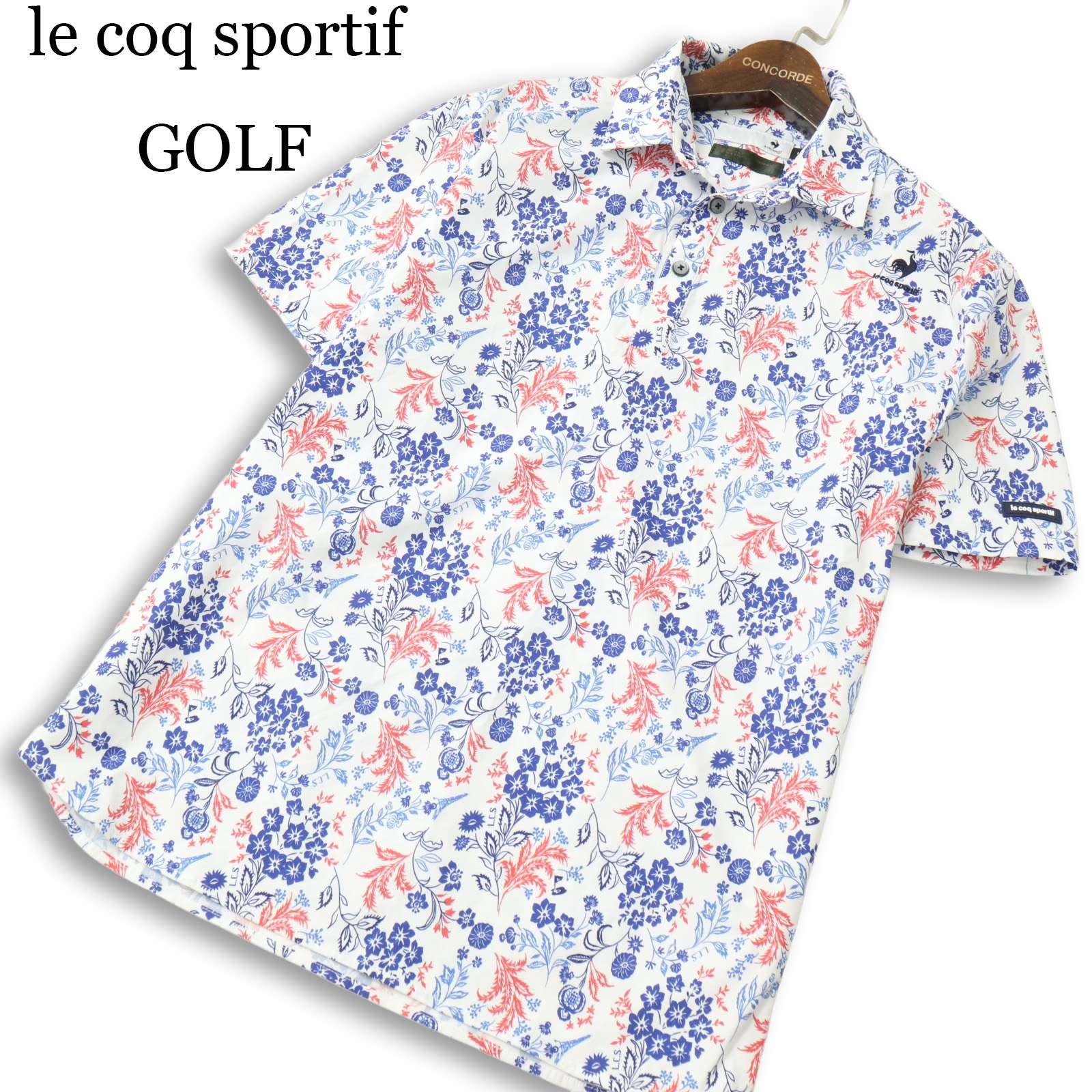22SS★ le coq sportif GOLF ルコック スポルティフ ゴルフ 春夏★ アート総柄布帛シャツ 半袖 花柄 ポロシャツ Sz.M メンズ