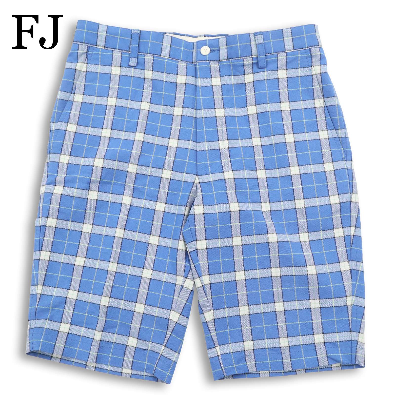 【美品】FJ FOOT JOY フットジョイ ゴルフ 春夏★ ストレッチ チェック柄 ロゴ刺繍 ハーフ ショート パンツ Sz.81 メンズ