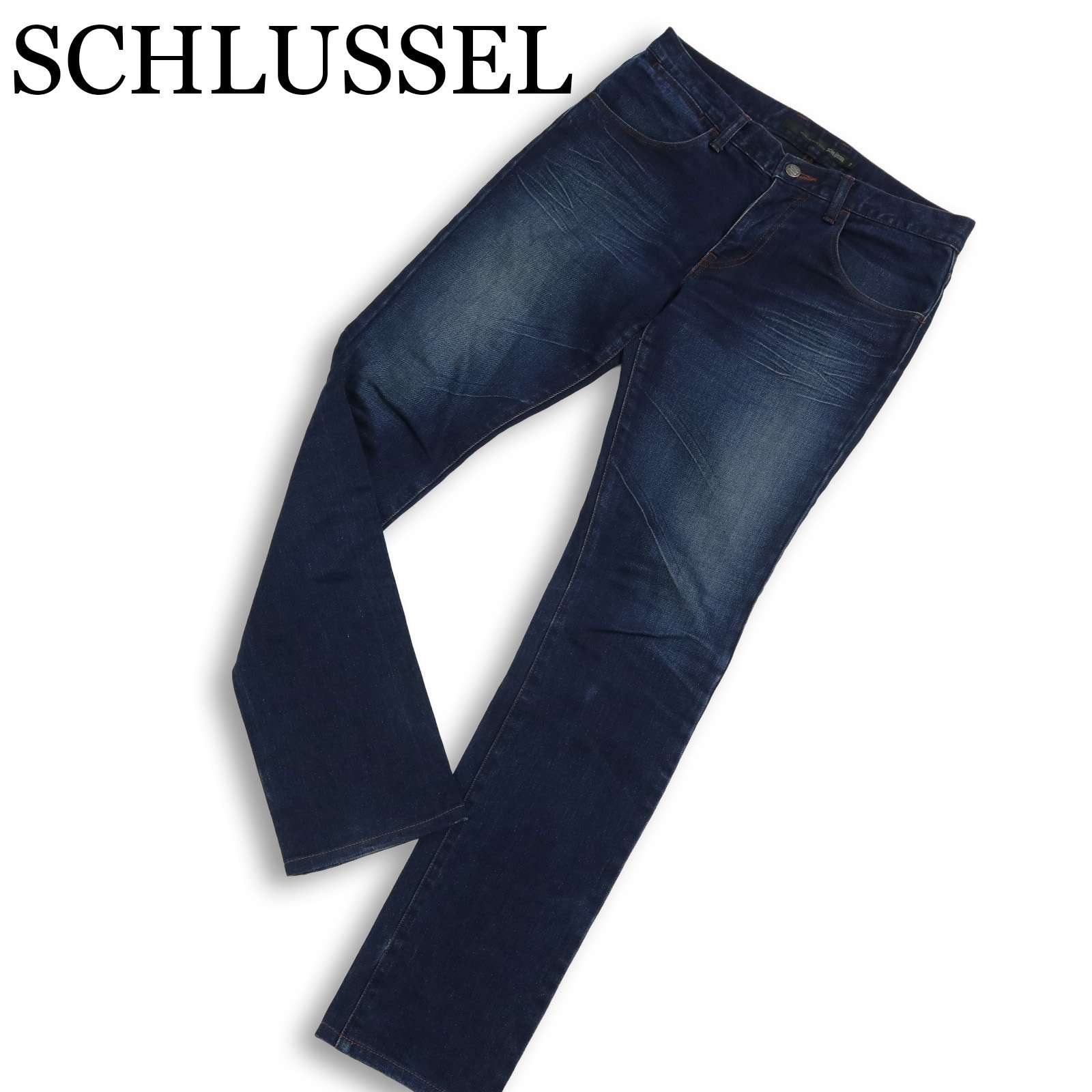 SCHLUSSEL シュリセル USED加工★ ストレッチ スリム デニム パンツ ジーンズ Sz.3 メンズ 日本製