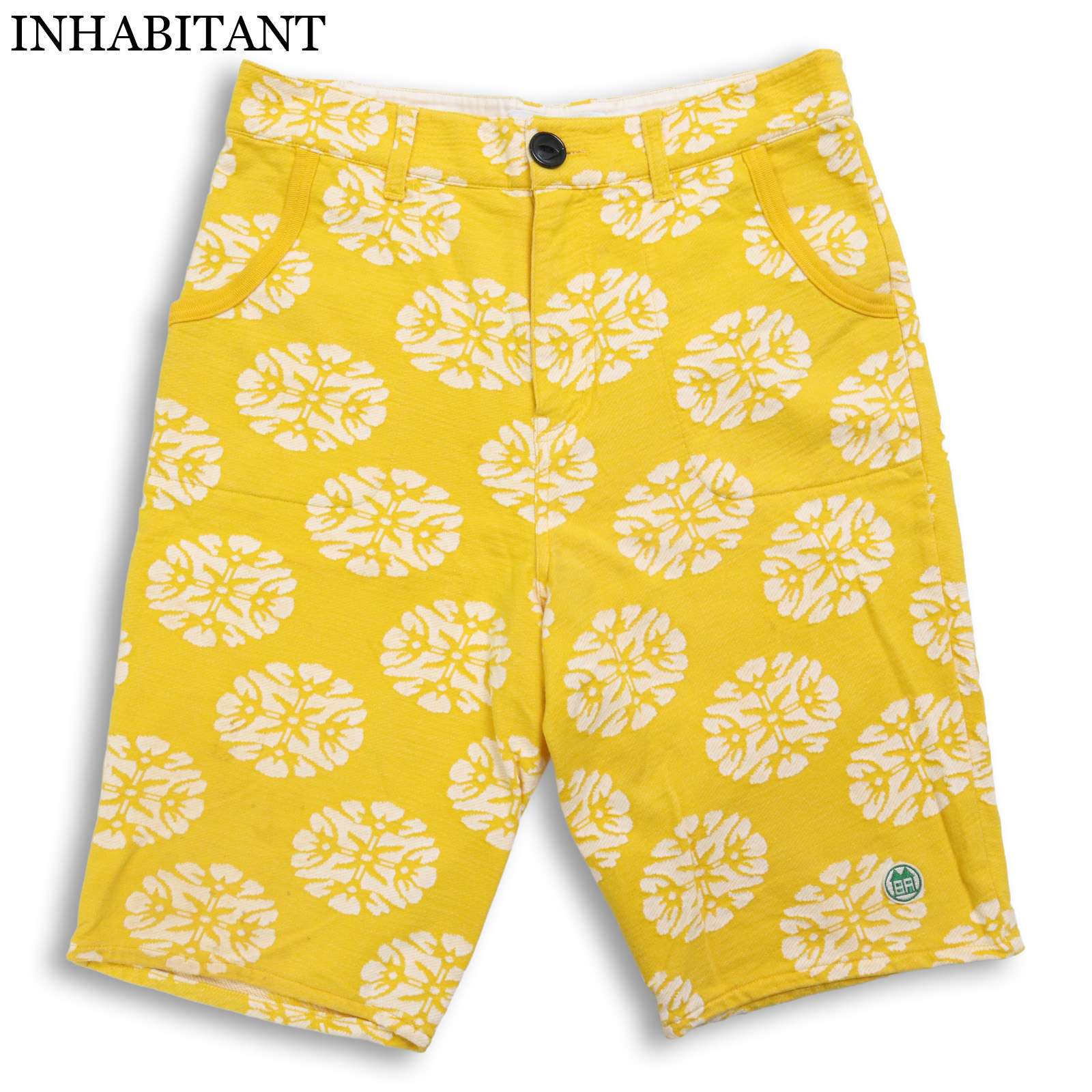 INHABITANT インハビタント 春夏★ 総柄 ロゴワッペン ハーフ ショート パンツ Sz.32 メンズ