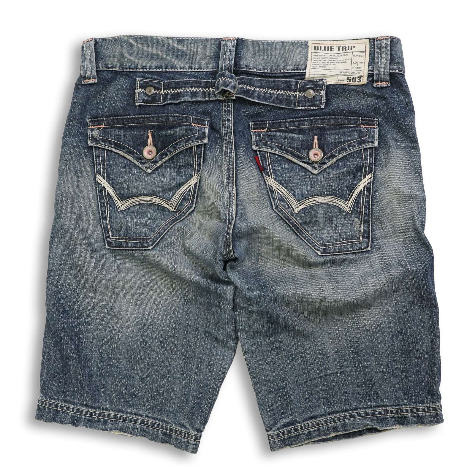 EDWIN エドウィン 春夏★ 【BLUE TRIP 503 BT5594】 USED加工 シンチバック デニム ショート パンツ ジーンズ Sz.M メンズ