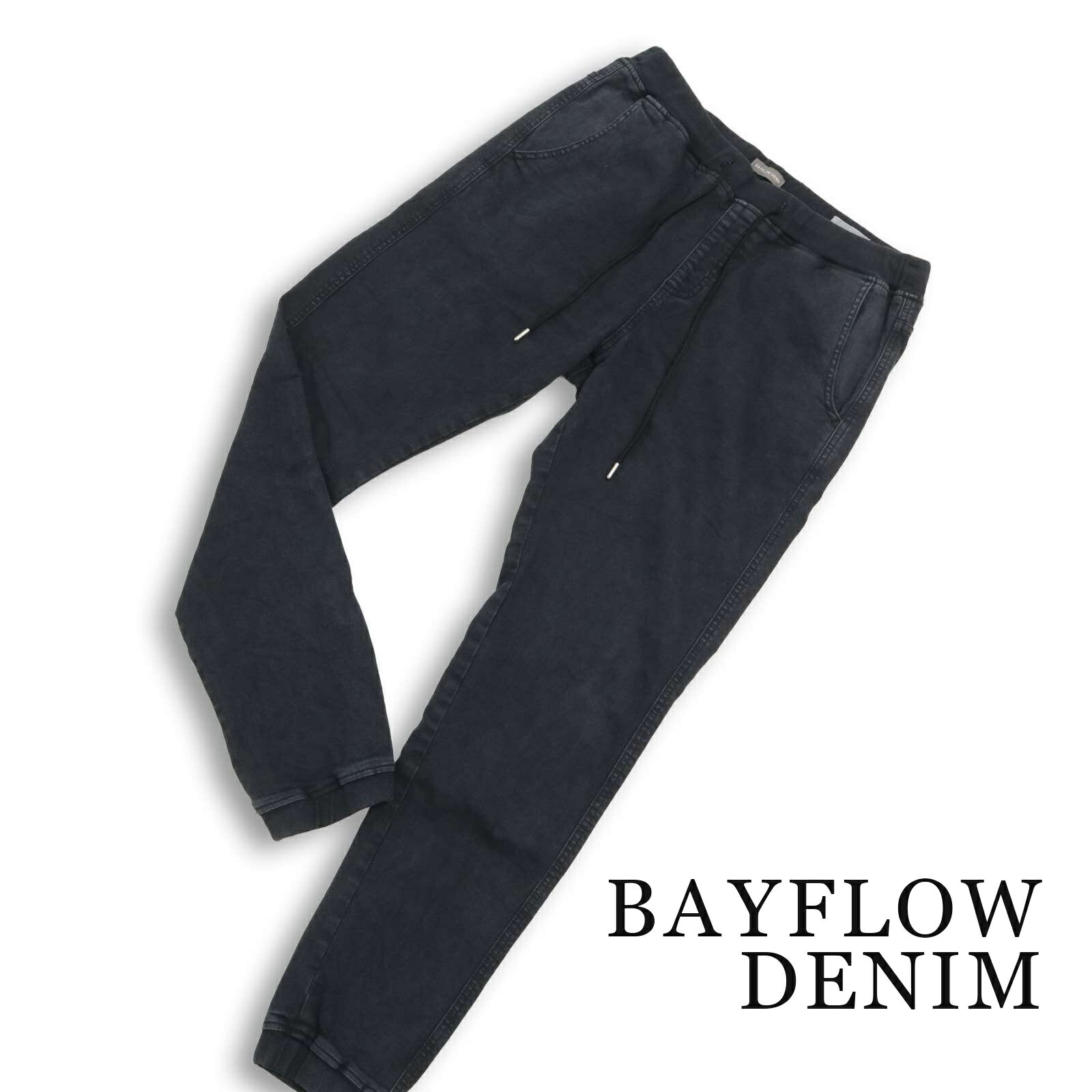 BAYFLOW DENIM ベイフロー イージー ストレッチ★ ウォッシュ加工 デニム ジョガー パンツ ジーンズ Sz.4 メンズ ネイビー