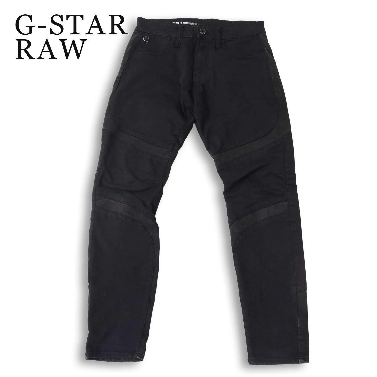 メンズ 美品 G-Star RAW MOTAC 3D SLIM ブラックデニム特殊加工