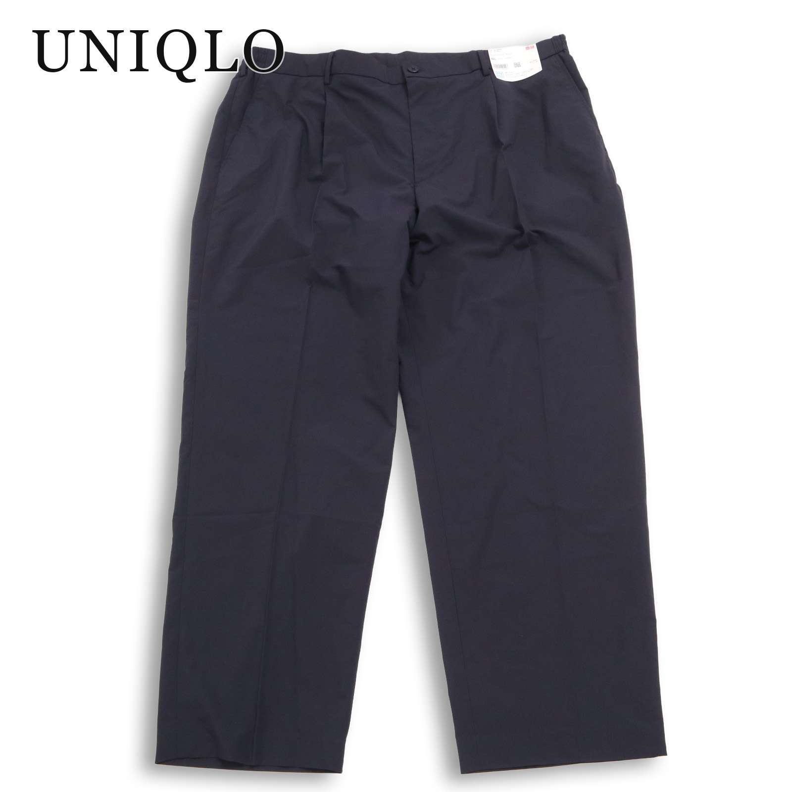 25SS★ 【新品 未使用】 UNIQLO ユニクロ 通年★ 【タックワイドパンツ ライト】 ストレッチ 大きいサイズ Sz.4XL メンズ 紺