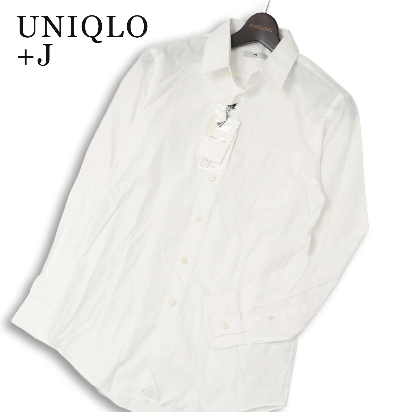 【新品 未使用】 UNIQLO +J ユニクロ × ジルサンダー 通年★ 長袖 コットン レギュラーフィット シャツ Sz.S メンズ 白