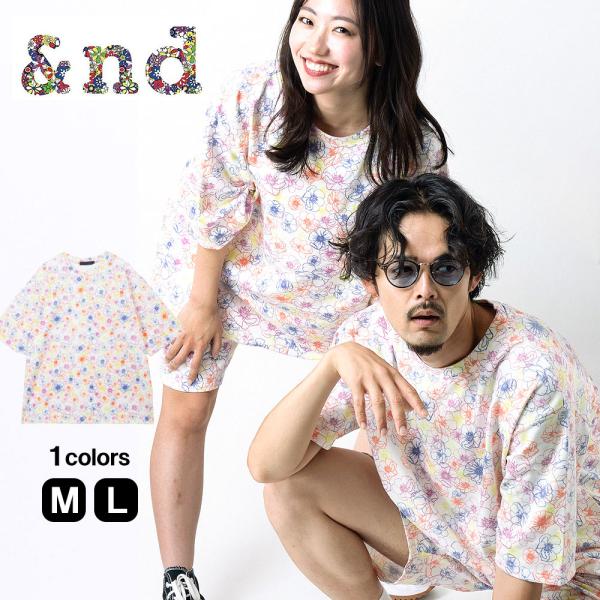 乐天商城 - メンズ Tシャツ 半袖 カットソー &nd アンド 総柄 夏服 セットアップ ルームウェア ユニセックス ペアルックビッグサイズ大きいサイズ