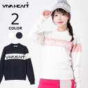 【送料無料】ゴルフウェア レディース VIVA HEART 長袖 ニット ロゴ セーター ビバハート クルーネック 丸首 プレゼント コンペ 景品 秋冬 新作 ...