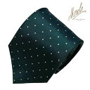MEROLA ( メローラ ) イタリア製 ネクタイ BLUE LABELシルク素材グリーン×ドット(ホワイト)全長約 148cm 大剣約 8.5cmメンズ ギ...