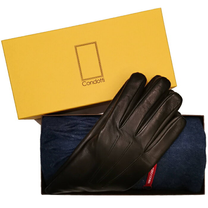 【 GIFT SET 男性用 】 MEROLA ( メローラ ) ナパレザー 革 手袋 と TINO COSMA ウール マフラーメンズ ギフトセット レザーグローブ イタリア製 ギフト プレゼント クリスマス ラッピング 紙袋付きGS-MN-010-SCRAI136