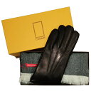 【 GIFT SET 男性用/女性用 】MEROLA ( メローラ ) ナパレザー 革 手袋 と TINO COSMA カシミヤウール混 マフラーメンズ ギフト...