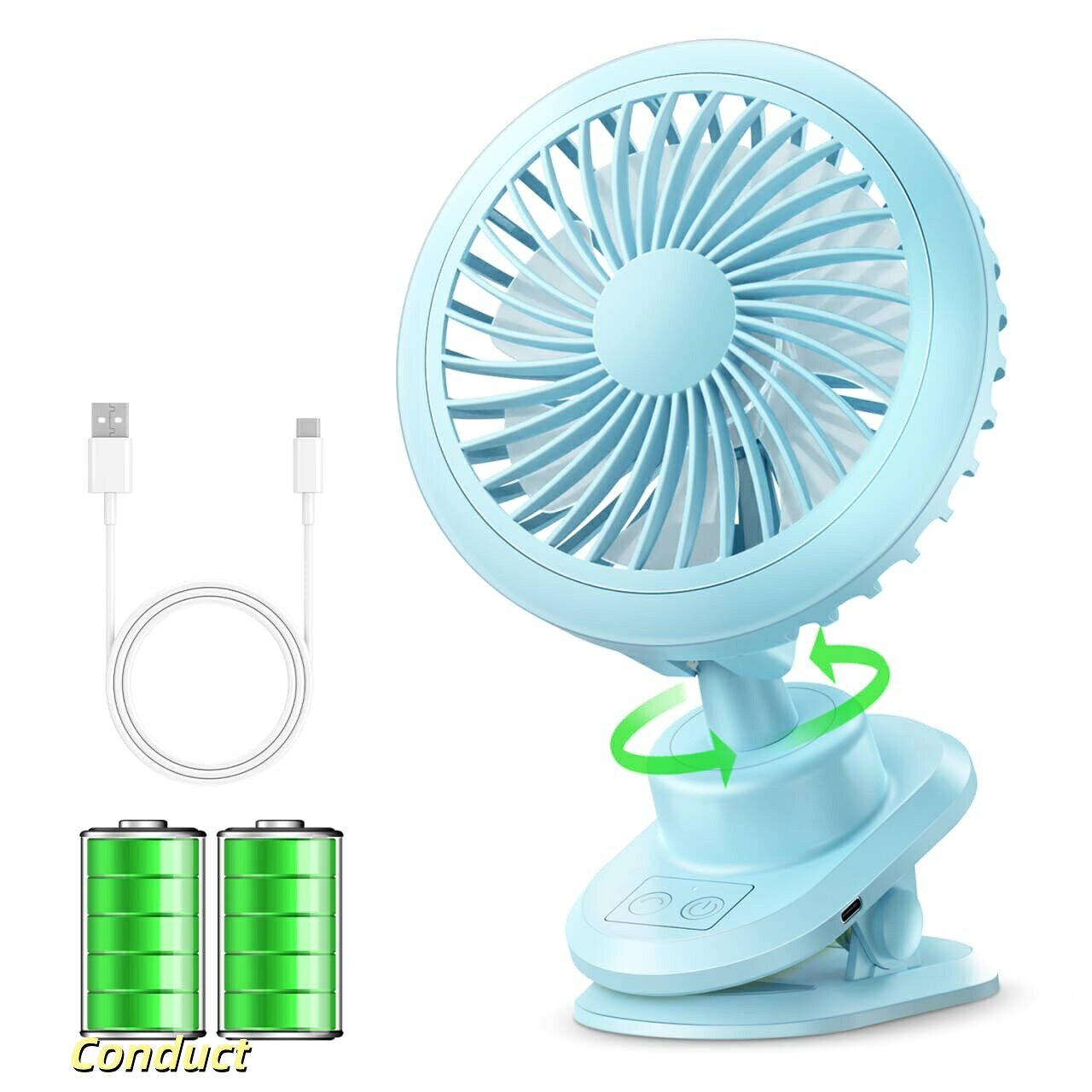 【送料無料】クリップ扇風機 卓上扇風機 充電式 【 7枚羽根ソフト風＆3D自動首振り&10000mAh電池内蔵】 USB扇風機 65時間使用可 15db静