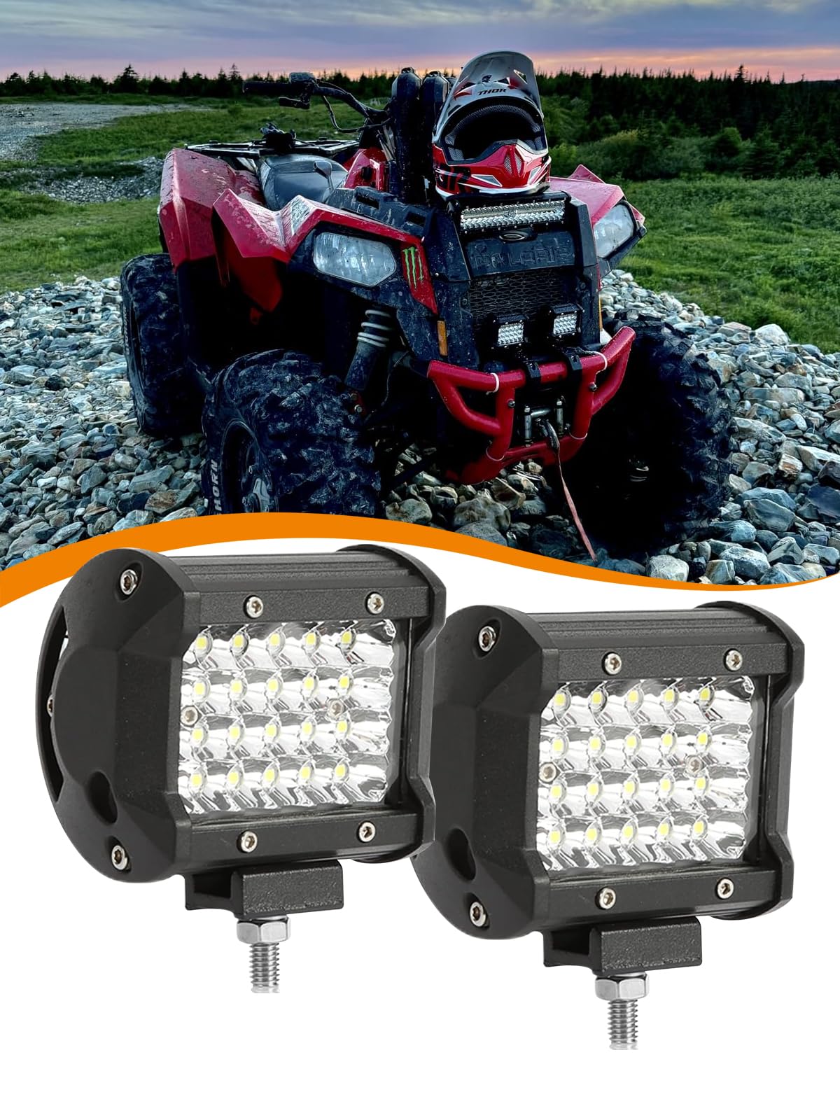 Samman LED作業灯 ワークライト 24連 4インチ 72W フォグランプ 投光器 農業機械/SUV/ATV/UTVに適応 狭角 12V-24V兼用 汎