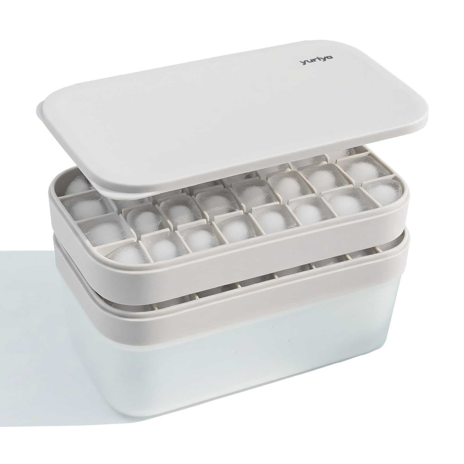 【送料無料】製氷皿 シリコン 蓋付き こぼれない アイストレー 大容量 取り出しやすい 氷つくる容器 スタッキング