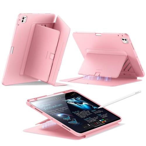 【送料無料】ESR iPad Pro 13インチ ケース M4 2024専用 ペン収納 耐衝撃 縦横スタンド 自動ウェイク/スリープ Pencil Pro/USB-C対応 マ