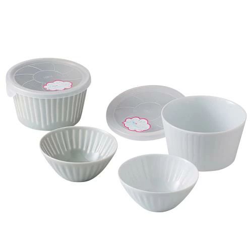 Rakuten - 【送料無料】波佐見焼 花ふわり レンジパック ノンラップ 保存容器 小鉢 蓋付き 4点セット 電子レンジ可 食洗器可 日本製 19871