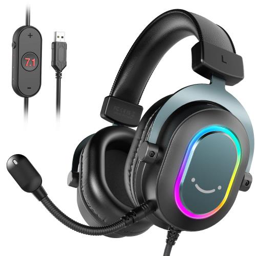 Rakuten - 【送料無料】FIFINE ゲーミングヘッドセット 7.1chサラウンドサウンド対応ゲーミングヘッドフォン RGB付き オーディオコントロール可能