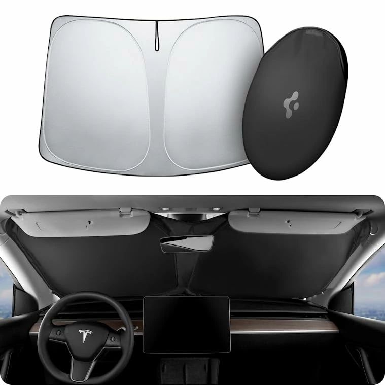 Rakuten - 【送料無料】Spigen Tesla サンシェード モデル3/Y用 折りたたみ式 キャリーバッグ付き TO260 ACP06160 (ブラック)