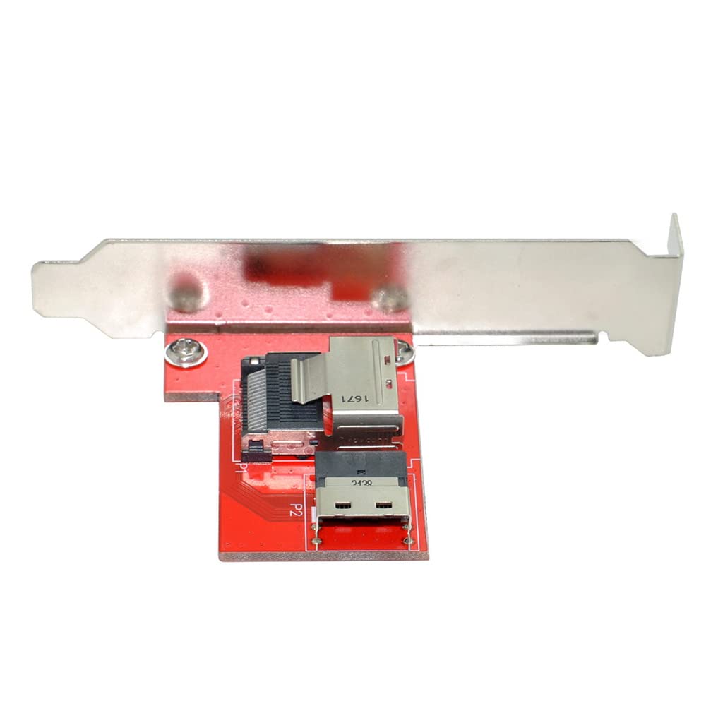 PCI-Express 4.0 スリムライン SAS SFF-8654 → Mini SAS SFF-8087 PCBA メスアダプター ブラケット付き