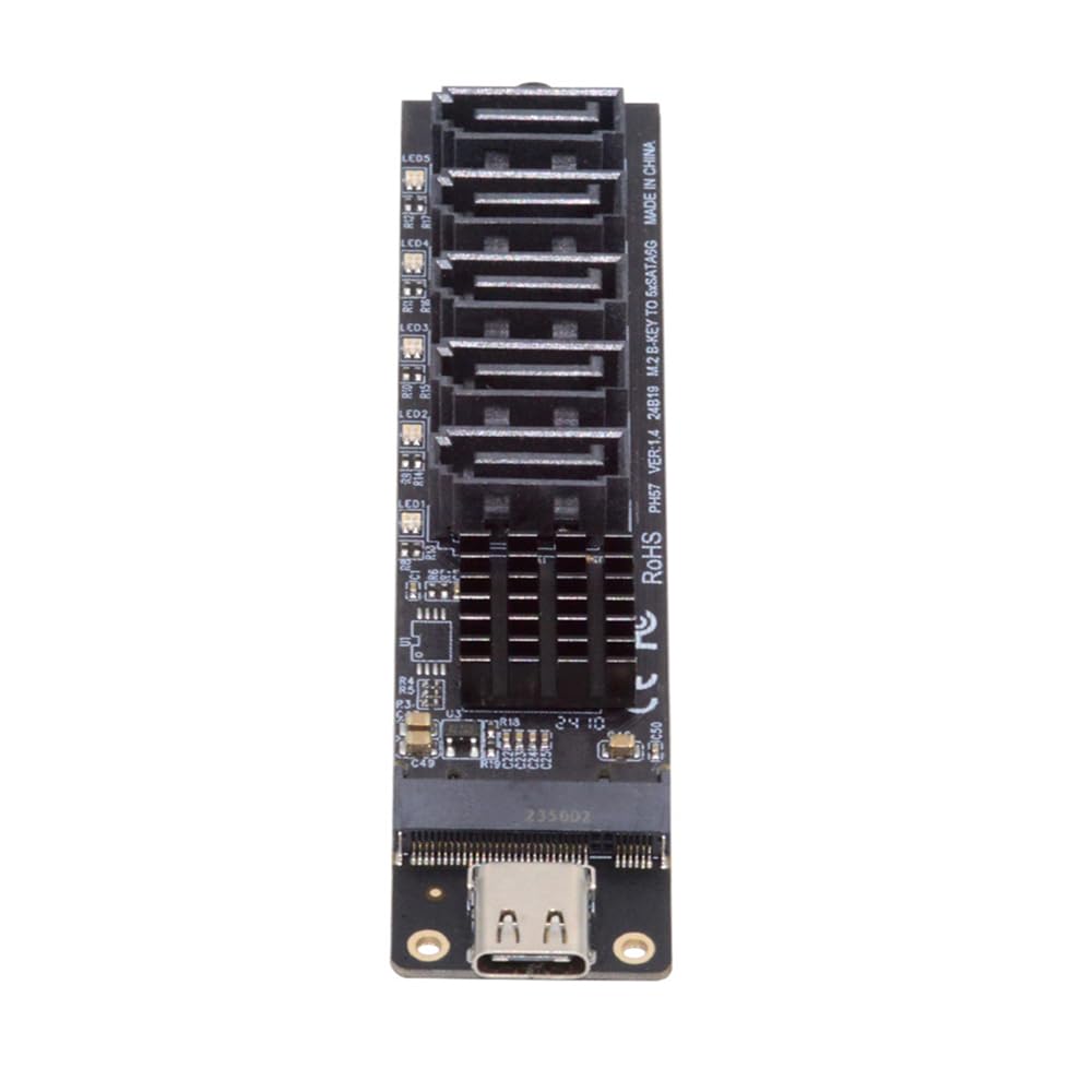 10Gbps USB-C Type-C to NGFF Key B+M SATA 6Gbps 5 Ports Adapter Converter PM Port Multiplier Selector JMB575 JMS580