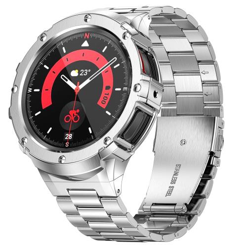 Rakuten - 【送料無料】Miohhr 金属ケース バンド互換性 Samsung Galxy Watch 4/5/6 バンド 44 mm、ステンレス鋼プロテクター カバー ストラップ男