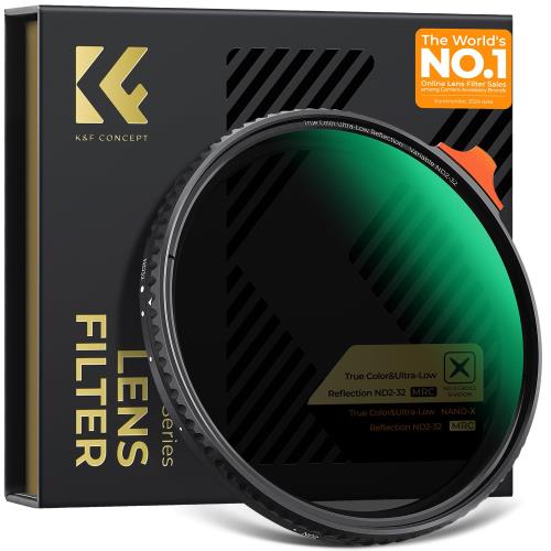 【送料無料】KF Concept 82mm True Color超低反射 ND2-ND32 可変NDフィルター 黄色...