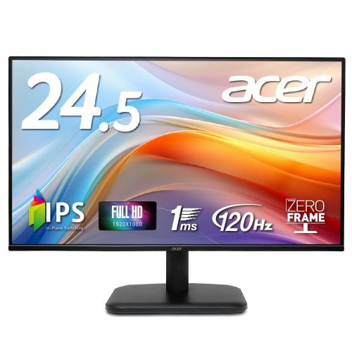 Acer モニター 24.5インチ フルHD 非光沢 IPS 120Hz 1ms(VRB) sRGB 99% AdaptiveSync HDMI 1.4 ミニD-Sub 15ピン スピーカ
