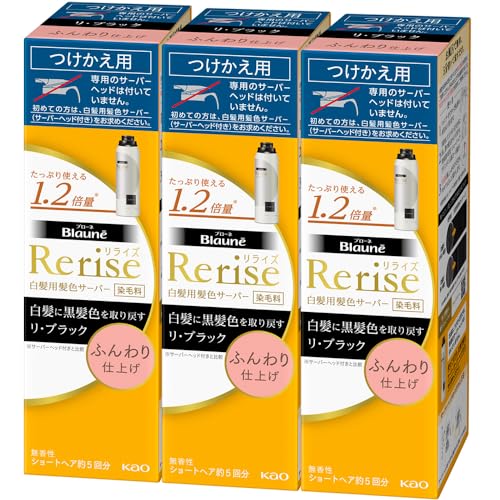 Rakuten - 【送料無料】ブローネ　ナチュリラ 3点セット白髪用髪色サーバー リ?ブラック (自然な黒さ) ふんわり仕上げ 男女兼用 つけかえ用 190g×