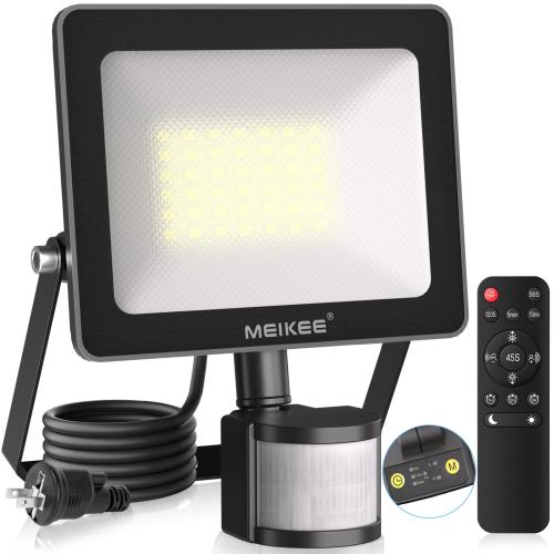 Rakuten - 【送料無料】MEIKEE 35W 人感センサーライト リモコン LED 高輝度 防犯ライト IP66防水 3500LM 調光 センサー感度調節可能 常時点灯機能