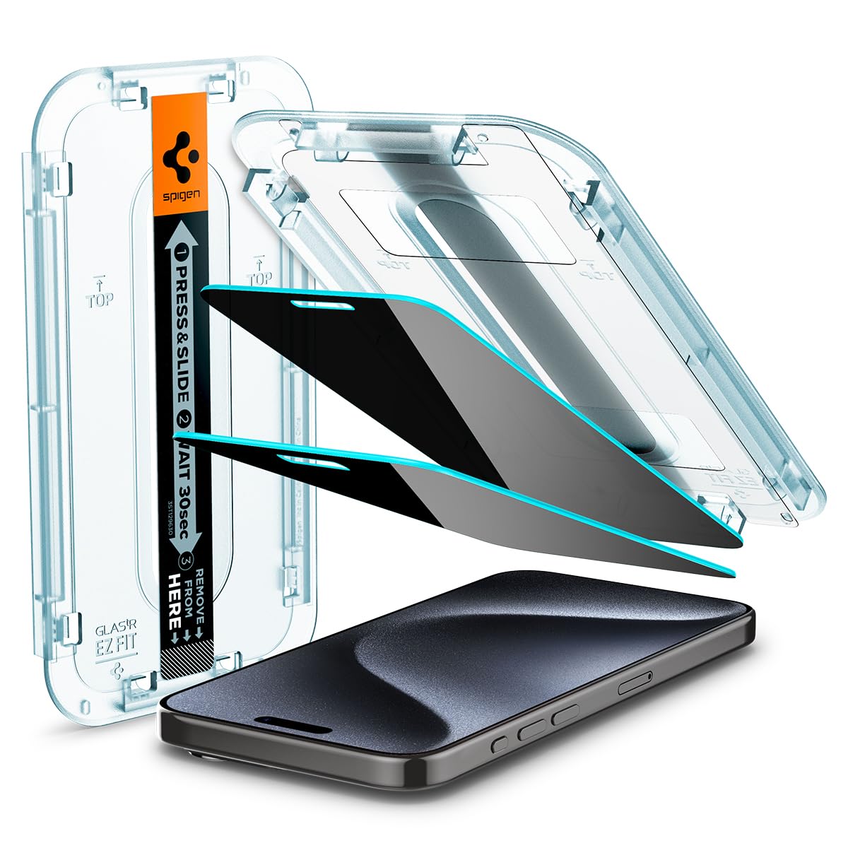 Rakuten - 【送料無料】Spigen EZ Fit 覗き見防止 ガラスフィルム iPhone15 Pro 用 貼り付けキット付き iPhone15Pro 対応 保護 フィルム のぞき見