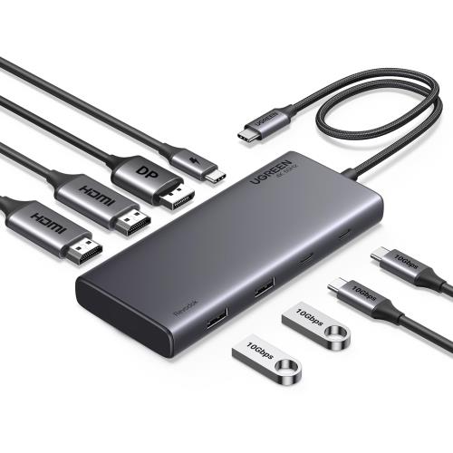 UGREEN Revodok USB-C ハブ ドッキングステーション 3画面出力 HDMI *2 +DP 最大4K@60Hz 出力 10GbpsUSB C A 高速データ転