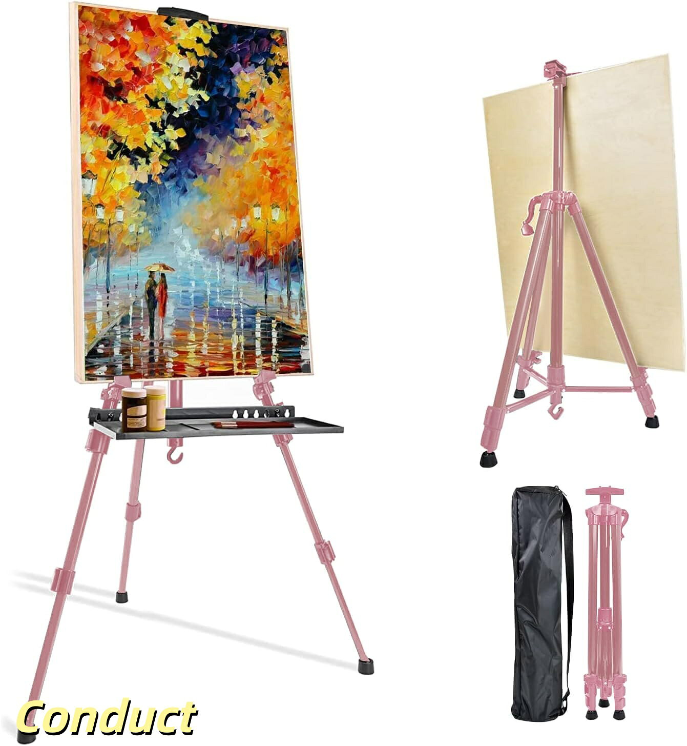 【送料無料】イーゼル 55-160cm アルミ製 高さ調節3段式 展示 絵画 装飾 看板 スケッチ 描画 コンパクトに持ち運び 収納袋付き ピンク【送料無料】イーゼル 55-160cm アルミ製 高さ調節3段式 展示 絵画 装飾 看板 スケッチ 描画 コンパクトに持ち運び 収納袋付き ピンク