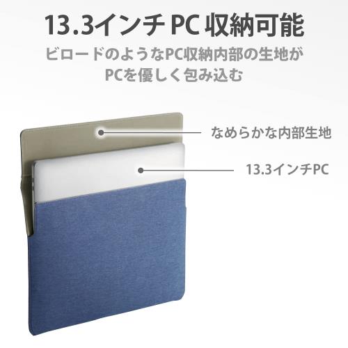 【送料無料】エレコム パソコンケース PCケース 13.3インチ ケース マグネット ガジェットポーチ付 ネイビー BM-IBMF13NV conductdriver1-10012145 Conductドライバー 楽天市場店 サンプル画像3