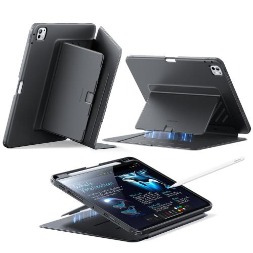 Rakuten - 【送料無料】ESR iPad Pro 11インチ ケース M4 2024専用 ペン収納 耐衝撃 縦横スタンド 自動ウェイク/スリープ Pencil Pro/USB-C対応 マ