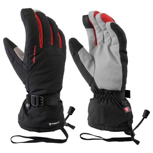グースダウンの様に軽く温かい高性能断熱素材 PrimaLoft (プリマロフト) とドライで快適な付け心地を保つ高性能防水透湿素材 eVent (イーベント)を採用したGW-PRO フォトグローブのフラッグシップモデル。 極限の厳しいコンディションでの活動に最適な断熱機能素材のトップブランド PrimaLoft Gold Insulationを中綿に採用。超微細マイクロファイバーを用いることで、最も熱効率に優れ、グースダウンのような優れた暖かさを実現しています。 eVentは無数の微細な穴を持ったメンブレン（膜）により、外部からの水分を通さない防水性と、汗を水蒸気として放出する透湿性に優れ、グローブ内をドライで快適に保ちます。 親指と人差し指には、スマートフォンなどのタッチパネル操作が可能な導電性素材を使用しています。グローブの落下や紛失を防止するリーシュバンドや、スタイラスペンを差しておけるホルダーが付いています。 手を軽く握った状態で形成された立体裁断フォルムにより、スムーズ且つ快適にカメラの操作を行えます。手のひらの人工スエード素材により機材をしっかりとホールドできます。グースダウンの様に軽く温かい高性能断熱素材 PrimaLoft (プリマロフト) とドライで快適な付け心地を保つ高性能防水透湿素材 eVent (イーベント)を採用したGW-PRO フォトグローブのフラッグシップモデル。 極限の厳しいコンディションでの活動に最適な断熱機能素材のトップブランド PrimaLoft Gold Insulationを中綿に採用。超微細マイクロファイバーを用いることで、最も熱効率に優れ、グースダウンのような優れた暖かさを実現しています。 eVentは無数の微細な穴を持ったメンブレン（膜）により、外部からの水分を通さない防水性と、汗を水蒸気として放出する透湿性に優れ、グローブ内をドライで快適に保ちます。 親指と人差し指には、スマートフォンなどのタッチパネル操作が可能な導電性素材を使用しています。グローブの落下や紛失を防止するリーシュバンドや、スタイラスペンを差しておけるホルダーが付いています。 手を軽く握った状態で形成された立体裁断フォルムにより、スムーズ且つ快適にカメラの操作を行えます。手のひらの人工スエード素材により機材をしっかりとホールドできます。