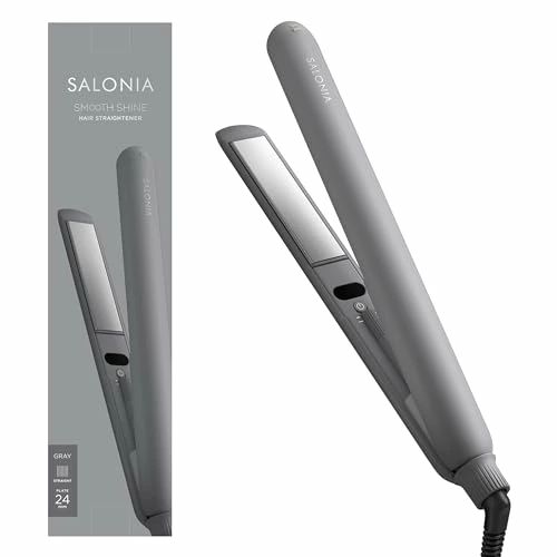 【送料無料】SALONIA サロニア スムースシャイン ストレートヘアアイロン 24mm グレー耐熱ポーチ付 SAL23105GR