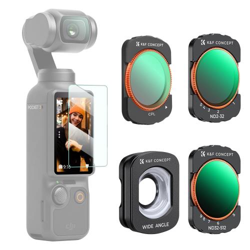 Rakuten - 【送料無料】KF Concept DJI OSMO Pocket 3用 ND2-32+ND32-512+広角レンズ+CPL 磁気着脱式 装着便利 AGC光学ガラス 28層ナノコーティン
