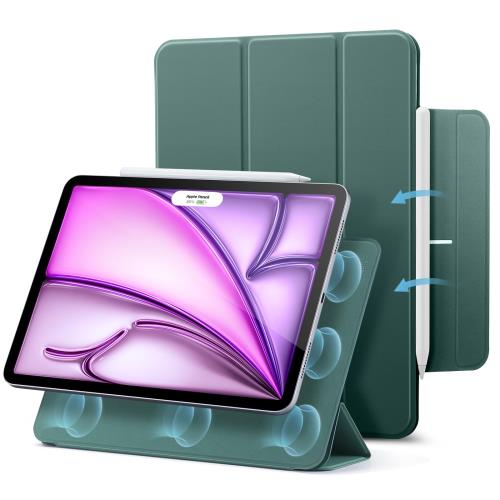 【送料無料】ESR iPad Pro 11インチ ケース M4 (2024、第5世代)専用 強力マグネット吸着式 スリムな三つ折りスタンドケース Pencil Pro/