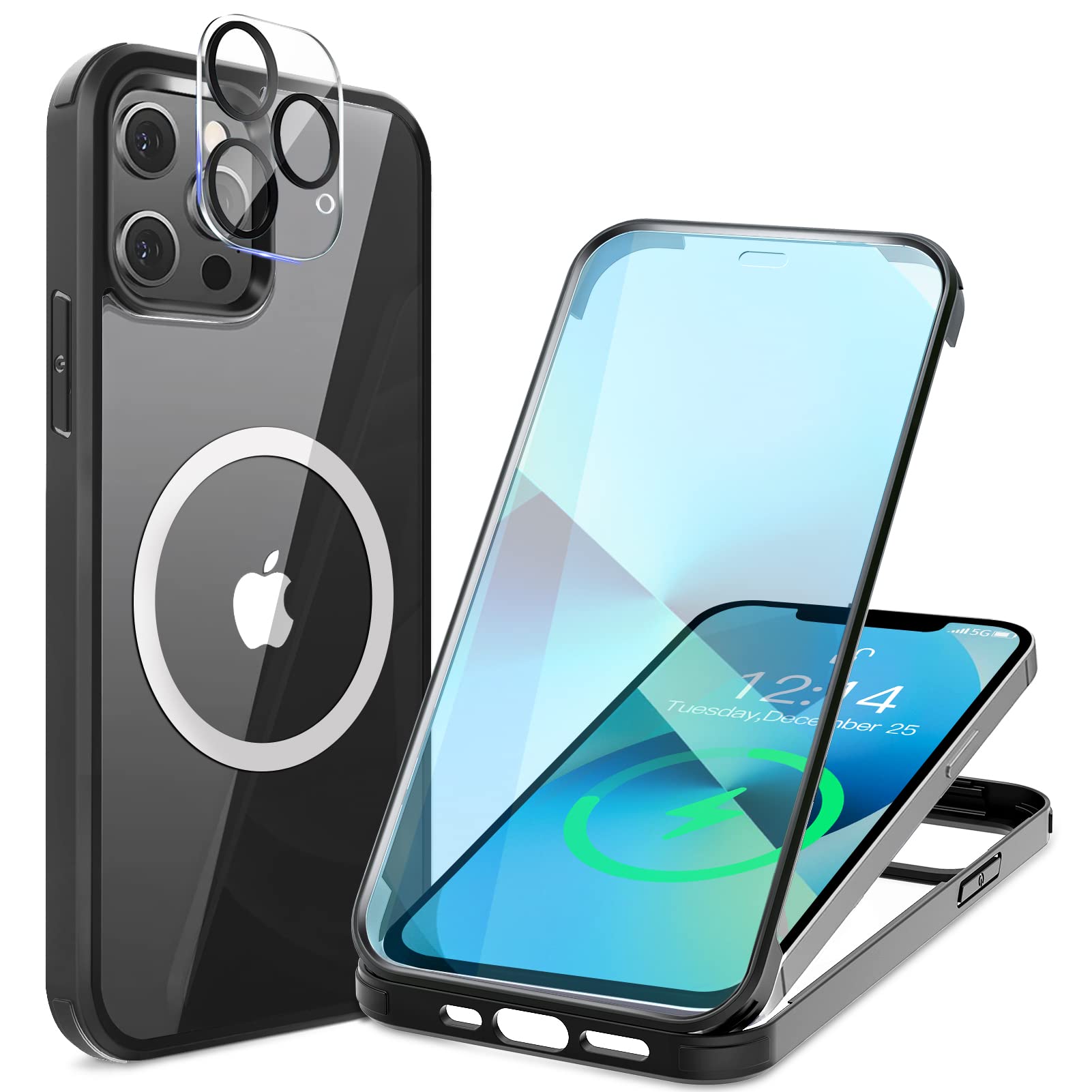 乐天商城 - 【送料無料】HAUTRKBG iPhone 11 Pro 用 ケース クリア 両面強化ガラス 360°全面保護 [MagSafe対応] [カメラフイルムを贈] [100％画面