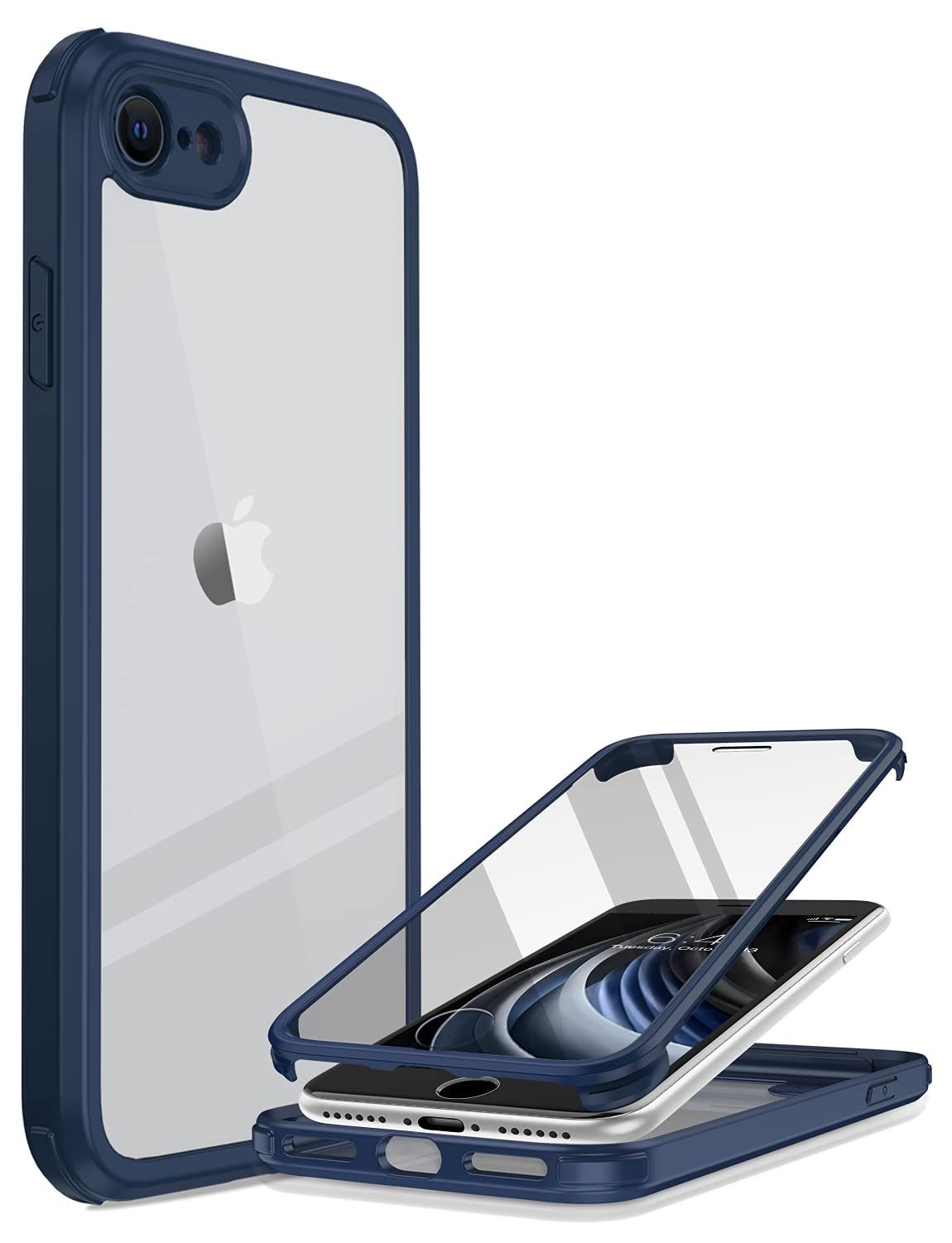 【送料無料】Miracase iPhone SE 用 ケース SE3 SE2 iPhone 8用スマホケース 第2世代 第3世代 4.7インチ 9H強化両面ガラス フルカバー