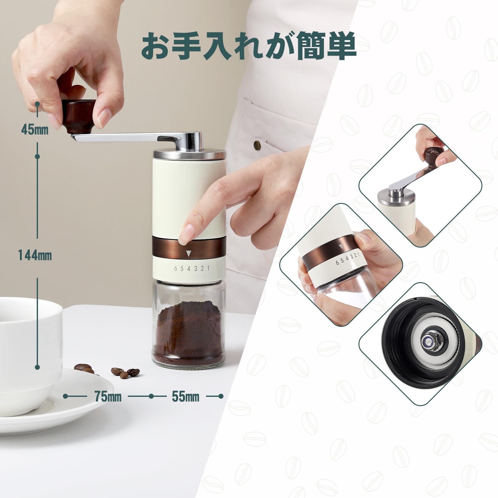 【送料無料】VKCHEF コーヒーミル 手挽きコーヒーグラインダー セラミック臼 コー...