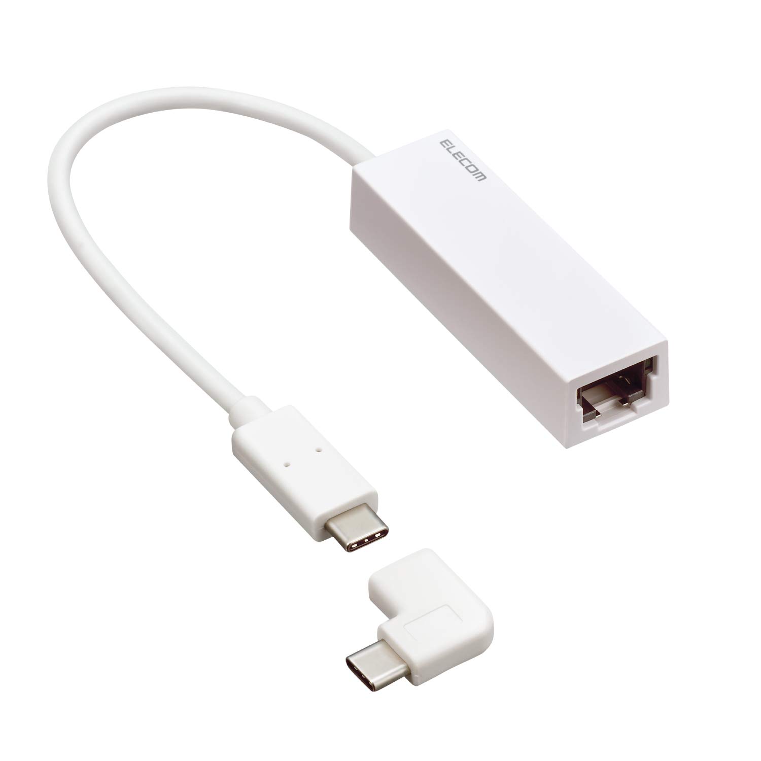 Rakuten - 【送料無料】エレコム 有線LANアダプター USB-C ギガ 対応 USB3.1 Type-C L字コネクタ付 ホワイト EDC-GUC3L-W
