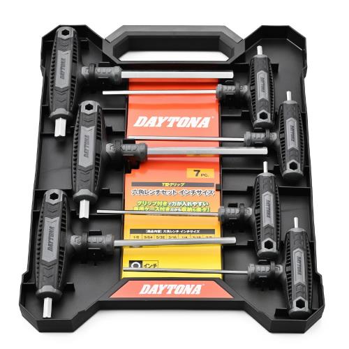 Rakuten - 【送料無料】デイトナ(Daytona) バイク 工具 六角レンチ セット 7本組 T型グリップハンドル 1/8、9/64、5/32、3/16、1/4、5/16、3/8イン