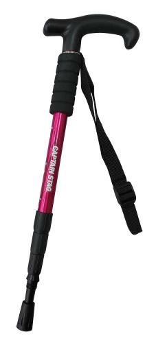 캡틴 스태그(CAPTAIN STAG) 등산 트레킹 스틱 T 그립 컴팩트 4단 슬라이드식 경량 220g / 최소 445mm / 아르미니우