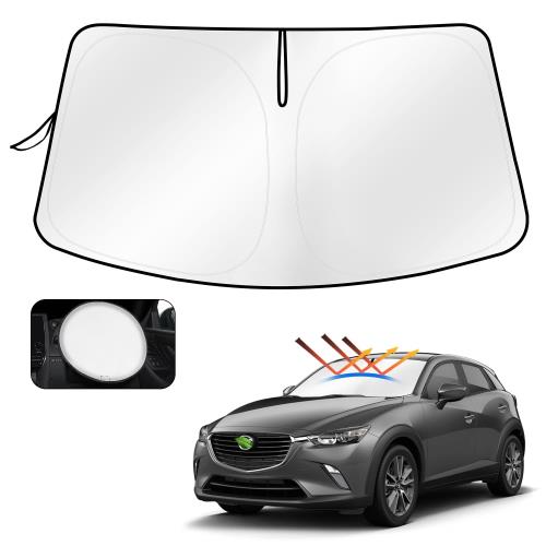 1.適用車種マツダ CX-3 (2015.2～現行)。年式・グレード・オプション等により適合しない場合が御座います。車種や形状をご確認いただいた上、お買い求めください。 2.4層構造：1層目：高品質高密度アルミ遮熱シート、2層目：ポリウレタン断熱素材、3層目：高品質高密度アルミ遮熱シート、4層目：ポリウレタン断熱素材。高い断熱効果がある素材によって、夏の日で強い日差しを遮断して、車内の温度を減ります。また、紫外線を効果的にカット出来ます。冬の日で窓からの冷気の浸入を防ぎ、車内温度をキープして車中泊も快適です。エアコンの効率を良くするので省エネになります。従来品よりも遮光性や保温性を大幅にアップし、夏の日を温度下げて、冬の日を温度を上げる効果があります。エアコンの効率を良くするので省エネになります。ブラックメッシュ仕上げ。?注意：他社の製品の外観は本社と同じく、でも相手は5層などを宣伝していますが、実際には本社と同じく2層構造です。?本物の5層は厚くて使用不便、特に頻繁使用の場合、実用性はゼロになります。 3.多機能：アルミ遮熱シートの眩しい光線を抑えることができます。他人に迷惑を掛けないし、プライバシーも保護できます。また、夏の日は熱線を遮断し、車内温度を抑えて、冬の日は車内の熱を外から逃がさない為、暖房効果があります。ストラップ＆収納袋付き：本製品はストラップを設計し、収納する場合、ストラップで収納できます。また、収納袋も改良され、ハンドルカバーに置く可能です。 4.プライバシー：従来品は車種専用のデザインではなくて、窓の形にフィットしません、隙間のあるし、プライバシーを守りません、装着した後、倒れる場合もあります。本社の製品は車種専用デザインで、隙間はありませんし、装着完了した後、倒れるしません。お客様のプライバシーを守ります。 5.設置簡単：スプリングワイヤーを内蔵し、ケースから取り出すだけでパッと開くモデル。サンバイザーで挟み込むように押さえるだけと、簡単に設置できる手軽さも魅力です。使用しないときは8の字に折りたたんで、ドアポケットやグローブボックスなど狭い場所にコンパクトに収納できます。（ご注意：折りたたむのにややコツが必要で、慣れるのに時間を要する場合がある点に留意しておきましょう。）1.適用車種マツダ CX-3 (2015.2～現行)。年式・グレード・オプション等により適合しない場合が御座います。車種や形状をご確認いただいた上、お買い求めください。 2.4層構造：1層目：高品質高密度アルミ遮熱シート、2層目：ポリウレタン断熱素材、3層目：高品質高密度アルミ遮熱シート、4層目：ポリウレタン断熱素材。高い断熱効果がある素材によって、夏の日で強い日差しを遮断して、車内の温度を減ります。また、紫外線を効果的にカット出来ます。冬の日で窓からの冷気の浸入を防ぎ、車内温度をキープして車中泊も快適です。エアコンの効率を良くするので省エネになります。従来品よりも遮光性や保温性を大幅にアップし、夏の日を温度下げて、冬の日を温度を上げる効果があります。エアコンの効率を良くするので省エネになります。ブラックメッシュ仕上げ。?注意：他社の製品の外観は本社と同じく、でも相手は5層などを宣伝していますが、実際には本社と同じく2層構造です。?本物の5層は厚くて使用不便、特に頻繁使用の場合、実用性はゼロになります。 3.多機能：アルミ遮熱シートの眩しい光線を抑えることができます。他人に迷惑を掛けないし、プライバシーも保護できます。また、夏の日は熱線を遮断し、車内温度を抑えて、冬の日は車内の熱を外から逃がさない為、暖房効果があります。ストラップ＆収納袋付き：本製品はストラップを設計し、収納する場合、ストラップで収納できます。また、収納袋も改良され、ハンドルカバーに置く可能です。 4.プライバシー：従来品は車種専用のデザインではなくて、窓の形にフィットしません、隙間のあるし、プライバシーを守りません、装着した後、倒れる場合もあります。本社の製品は車種専用デザインで、隙間はありませんし、装着完了した後、倒れるしません。お客様のプライバシーを守ります。 5.設置簡単：スプリングワイヤーを内蔵し、ケースから取り出すだけでパッと開くモデル。サンバイザーで挟み込むように押さえるだけと、簡単に設置できる手軽さも魅力です。使用しないときは8の字に折りたたんで、ドアポケットやグローブボックスなど狭い場所にコンパクトに収納できます。（ご注意：折りたたむのにややコツが必要で、慣れるのに時間を要する場合がある点に留意しておきましょう。）