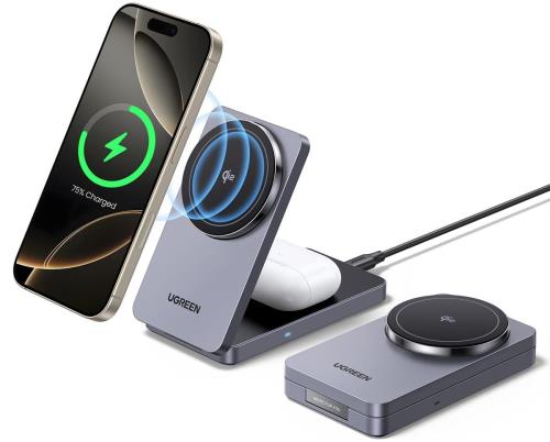 Qi2 15W超高速充電：UGREEN MagFlow 2-in-1 ワイヤレス充電器は、Qi2急速充電認証に対応しており、Qi7.5Wワイヤレス充電器より、本製品はiPhone最大15W出力でワイヤレス充電が可能です。2.5時間でiPhoneをフル充電でき、究極の充電を楽しむことができます。 1台2役：UGREEN Qi2 ワイヤレスチャージャーは、iPhone 16（15w）とAirPods(5w)を同時に急速充電することができます。Qi2対応のiPhoneに、最大15W出力で2倍速くワイヤレス充電が可能です 。ヒント:30W以上の充電器を使用することをお勧めします(充電器は付属されていません)。 角度調整可能 ：UGREEN Qi2 Wireless chargerの台座の傾斜角度が0-70°調節でき、お好きな角度で充電しながらスマホ操作が可能です。スマホを 306 度回転できます。縦画面でも横画面でも急速充電が可能です。 持ち運びに便利な折りたたみ式：折りたたみ式で軽量コンパクトな設計 旅行などの外出時の持ち運びにも便利です。折りたたむとわずか2.4cm。 優れた安全性能最先端の充電スピードを搭載し、従来のワイヤレス充電器に比べて、電流転換率が約20％高速化した最大15W出力充電が可能です、約2-3時間で充満できます。 また、過電流、過充電、過電圧、過熱および温度制御機能、自動充電停止等機能を備えて、安全安心に充電できます。さらにワイヤレス充電器の底面に滑り止めマットが付き、落下防止できます。※ご注意：急速充電にはQC2.0/3.0、もしくはPD対応充電器（別売り）が必要です。 幅広い互換性： 複数のデバイスに対応する充電ステーションは、iPhone 16/16 Pro/15 Pro Max/14/13/12シリーズ、AirPods Pro 2/1、AirPods3/2、Galaxy Buds、およびほとんどのQi対応デバイスと互換性があります。MagSafeが組み込まれていないスマートフォンの場合は、シームレスに接続してMagSafe対応のケースで充電できます。 24ヶ月の保証期間：当店でご購入の製品は24ヶ月間の保証サービスをご提供しております。お客様が製品を購入された時点から24ヶ月後の応当日まで保証いたします。 ご注意：お客様または第三者による故意の破損が認められる場合は、保証の対象外となります。Qi2 15W超高速充電：UGREEN MagFlow 2-in-1 ワイヤレス充電器は、Qi2急速充電認証に対応しており、Qi7.5Wワイヤレス充電器より、本製品はiPhone最大15W出力でワイヤレス充電が可能です。2.5時間でiPhoneをフル充電でき、究極の充電を楽しむことができます。 1台2役：UGREEN Qi2 ワイヤレスチャージャーは、iPhone 16（15w）とAirPods(5w)を同時に急速充電することができます。Qi2対応のiPhoneに、最大15W出力で2倍速くワイヤレス充電が可能です 。ヒント:30W以上の充電器を使用することをお勧めします(充電器は付属されていません)。 角度調整可能 ：UGREEN Qi2 Wireless chargerの台座の傾斜角度が0-70°調節でき、お好きな角度で充電しながらスマホ操作が可能です。スマホを 306 度回転できます。縦画面でも横画面でも急速充電が可能です。 持ち運びに便利な折りたたみ式：折りたたみ式で軽量コンパクトな設計 旅行などの外出時の持ち運びにも便利です。折りたたむとわずか2.4cm。 優れた安全性能最先端の充電スピードを搭載し、従来のワイヤレス充電器に比べて、電流転換率が約20％高速化した最大15W出力充電が可能です、約2-3時間で充満できます。 また、過電流、過充電、過電圧、過熱および温度制御機能、自動充電停止等機能を備えて、安全安心に充電できます。さらにワイヤレス充電器の底面に滑り止めマットが付き、落下防止できます。※ご注意：急速充電にはQC2.0/3.0、もしくはPD対応充電器（別売り）が必要です。 幅広い互換性： 複数のデバイスに対応する充電ステーションは、iPhone 16/16 Pro/15 Pro Max/14/13/12シリーズ、AirPods Pro 2/1、AirPods3/2、Galaxy Buds、およびほとんどのQi対応デバイスと互換性があります。MagSafeが組み込まれていないスマートフォンの場合は、シームレスに接続してMagSafe対応のケースで充電できます。 24ヶ月の保証期間：当店でご購入の製品は24ヶ月間の保証サービスをご提供しております。お客様が製品を購入された時点から24ヶ月後の応当日まで保証いたします。 ご注意：お客様または第三者による故意の破損が認められる場合は、保証の対象外となります。
