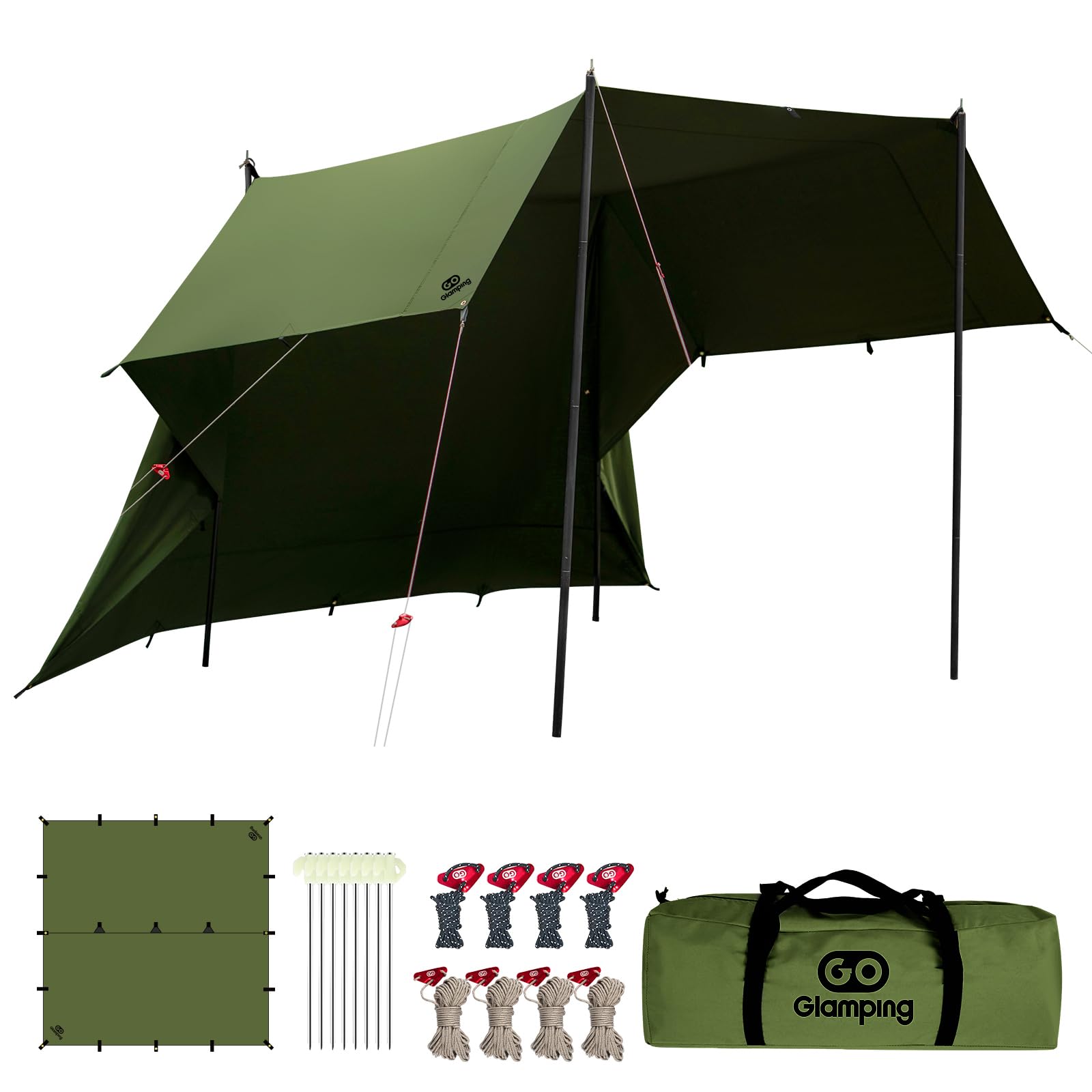 Rakuten - 【送料無料】GOGlamping HENGEN+スクエアタープTC 正方形タープ ポリコットン 焚き火可 【19箇所ループ?特殊防水テープ付き】500mm耐水