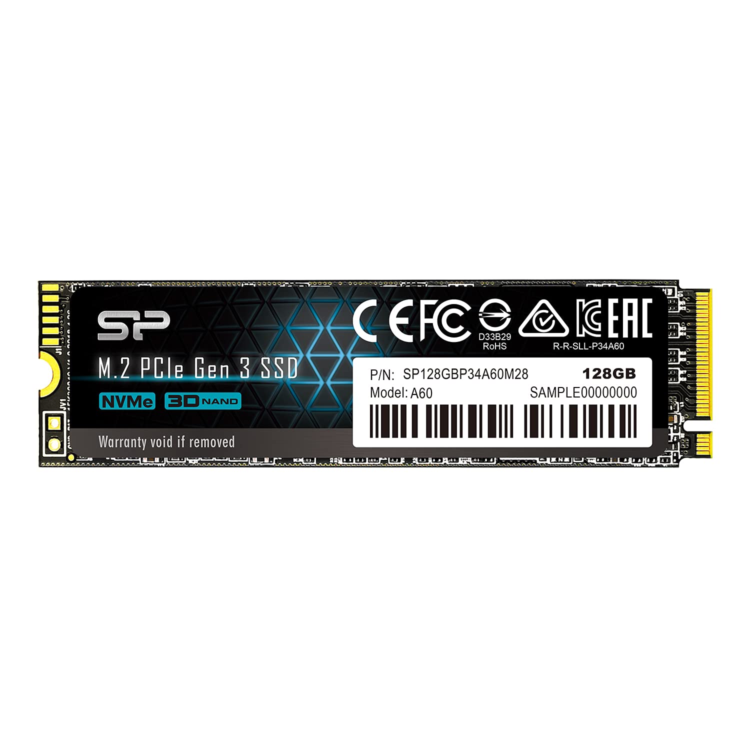 【送料無料】シリコンパワー SSD 128GB 3D NAND M.2 2280 PCIe3.0×4 NVMe1.3 P34A60シリーズ 5年保証 SP128GBP34A60M28