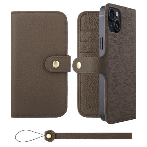 Rakuten - 【送料無料】HANATORA iPhone15Plus ケース 手帳型 本革 スマホケース スマホ スタンド ストラップ 付き シュリンクカーフレザー ギフト