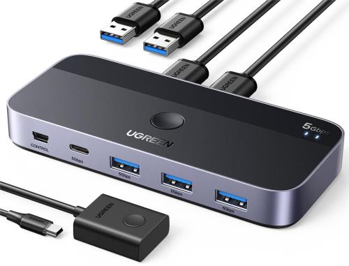 【送料無料】UGREEN USB3.0 切替器 2PCでUSB-CAデバイス共有 5Gbps高速転送 USB 切り替え プリンタ/マウス/キーボード/ハブなどを切替