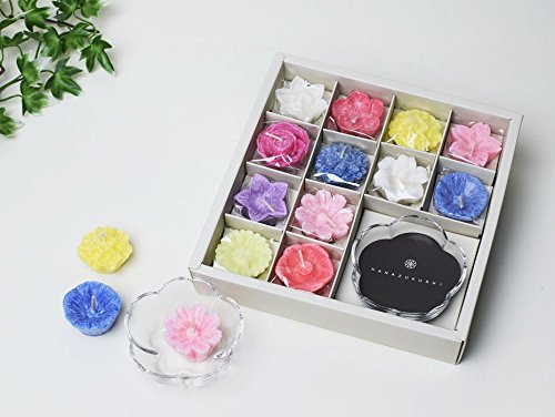 Rakuten - 【送料無料】カメヤマ ローソク 花づくし 桐箱入り 花型ローソクの詰め合わせ ろうそく ロウソク 蝋燭 カメヤマ 贈答 お供え お盆 お彼